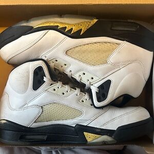 Jordan White and Gold Men's Sneakers